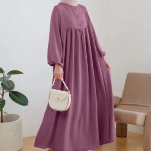 Vestido túnica de manga abullonada y corte holgado