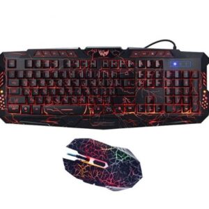 Combo Gamer J10: Teclado Retroiluminado Tricolor + Mouse Gamer Luminoso (Padrão Russo)