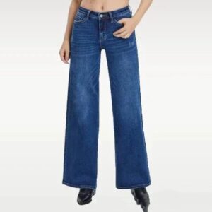 Vaqueros de corte recto y pernera holgada para mujer