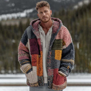 Chaqueta tipo capa de corte medio con estampado abstracto