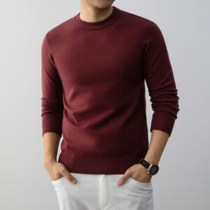 Jersey de punto de cuello redondo con diseño minimalista