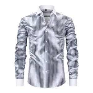 Camisa elástica de manga larga con cuello Windsor: resistente a las arrugas y de fácil planchado